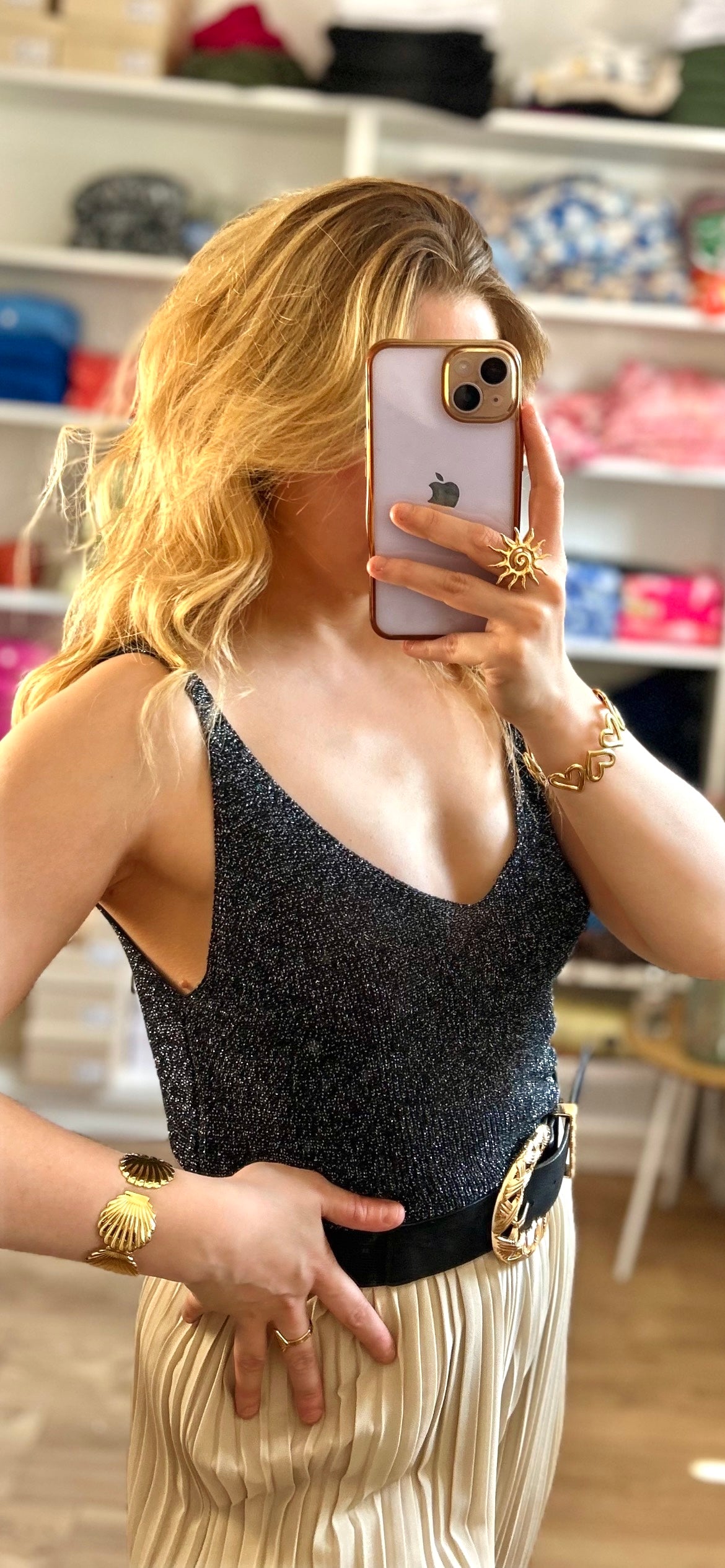 Top Paillettes Sienna Noir
