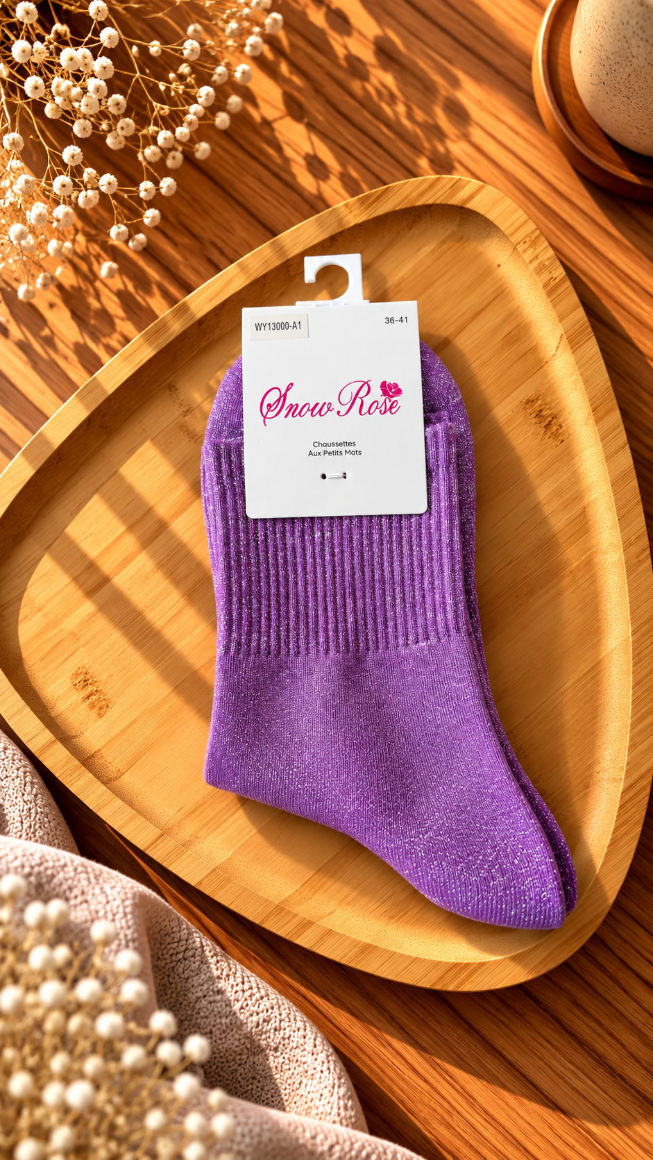 Chaussettes à paillettes unies