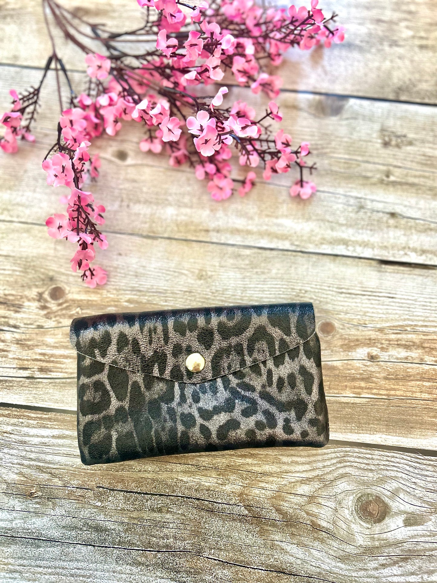 Porte-monnaie June Léopard gris (100% cuir)