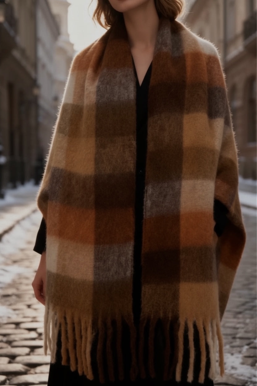 Écharpe Hermione Chocolat/Camel/Blanc