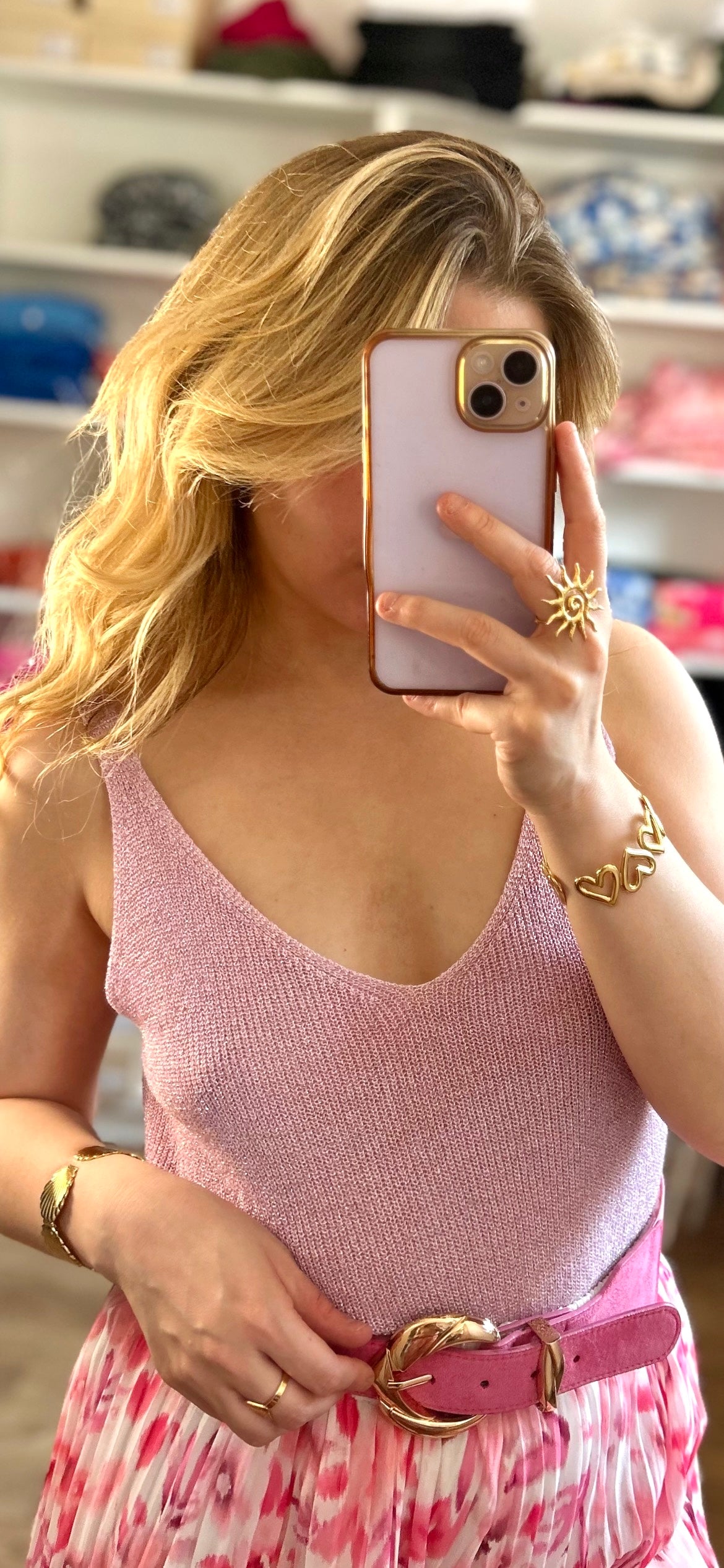 Top Paillettes Sienna Rose pâle