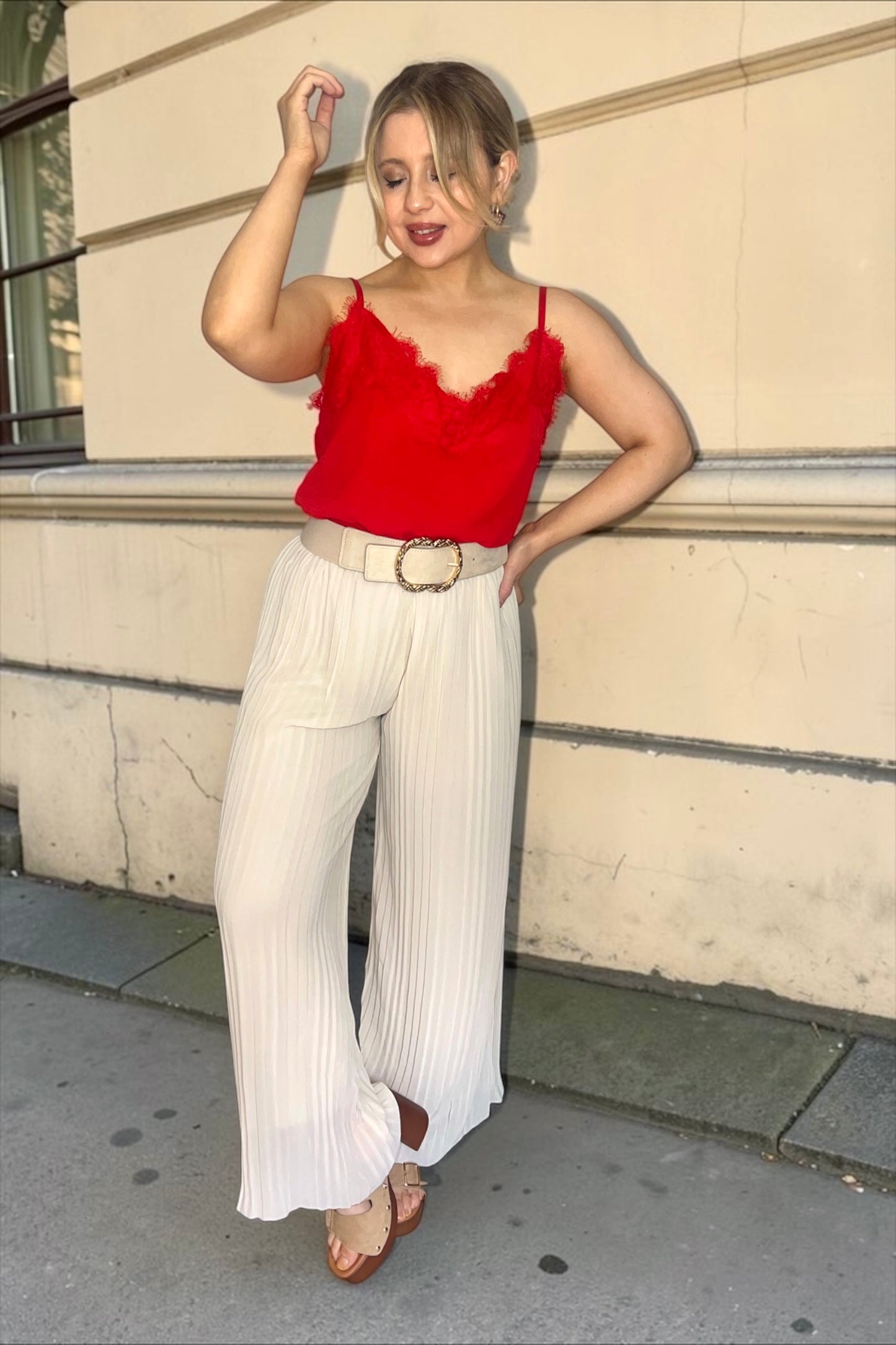 Débardeur Dentelle Mona Rouge