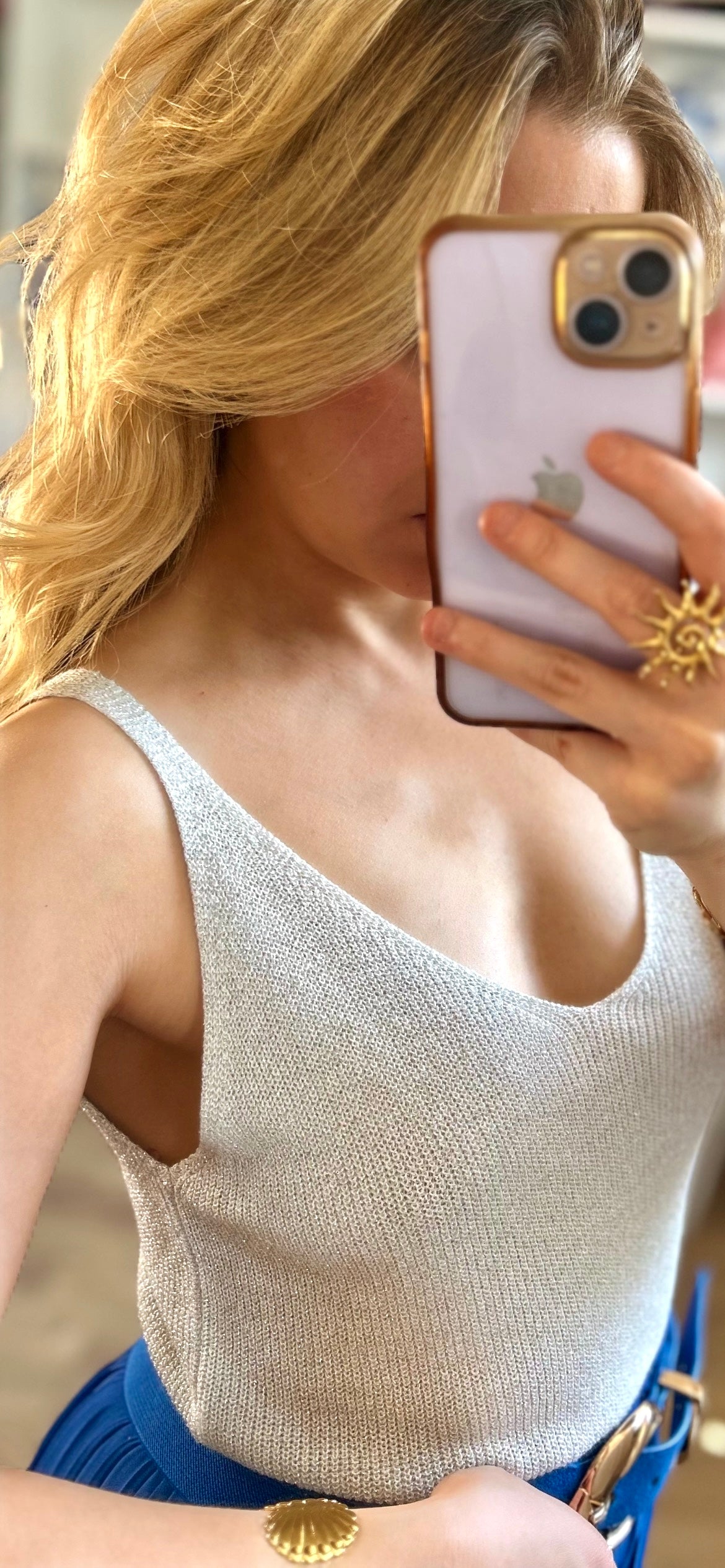 Top Paillettes Sienna Argenté