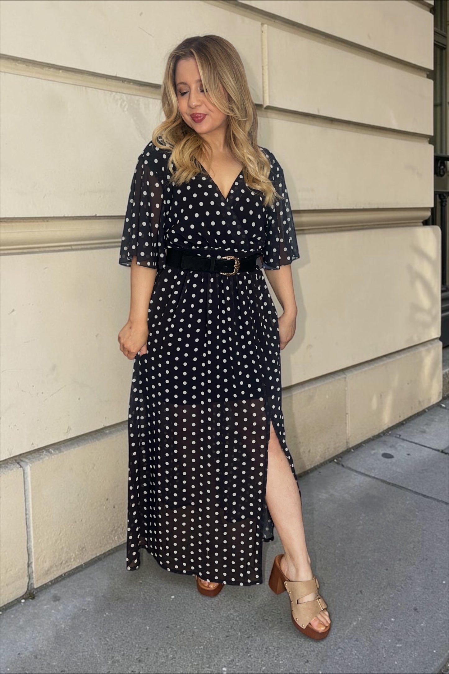 Robe Soline à pois Noire