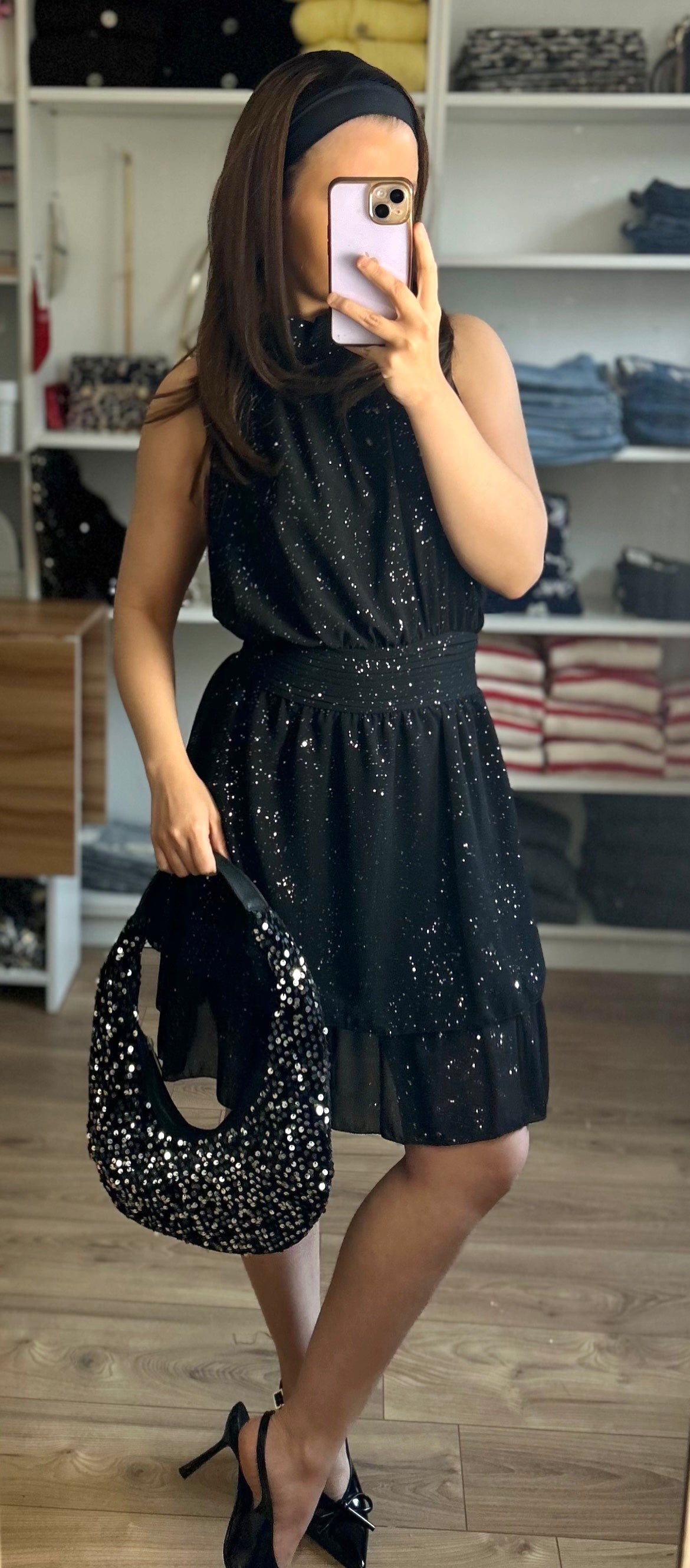 Robe Bloom Noire à Paillettes