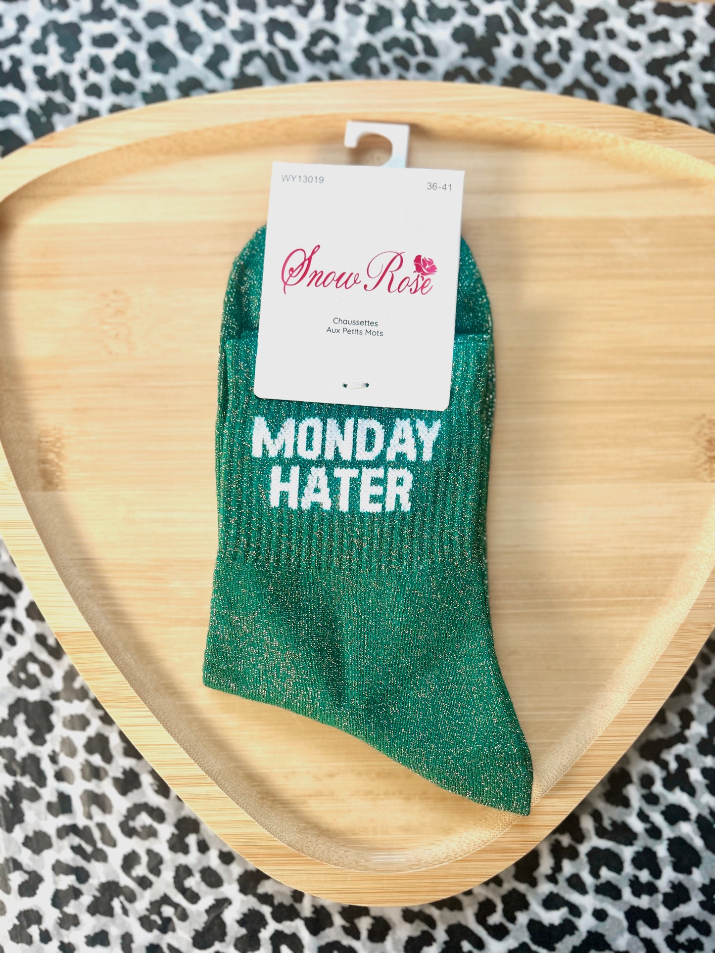 Chaussettes à paillettes « MONDAY HATER »