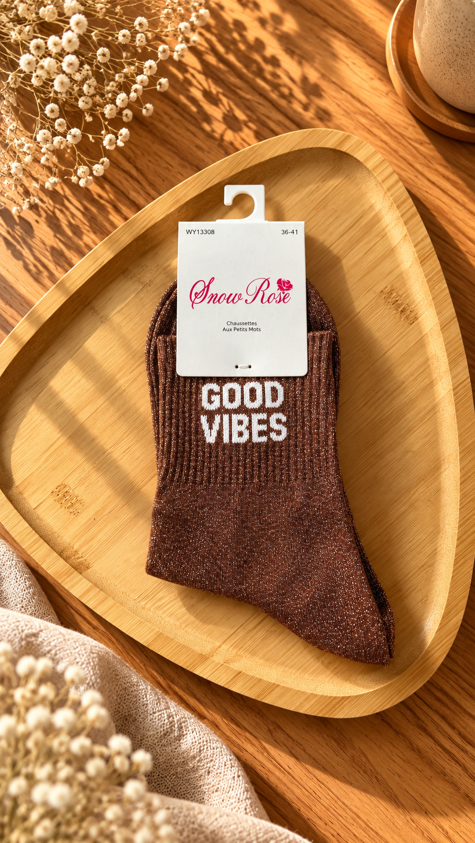 Chaussettes à Paillettes « GOOD VIBES »