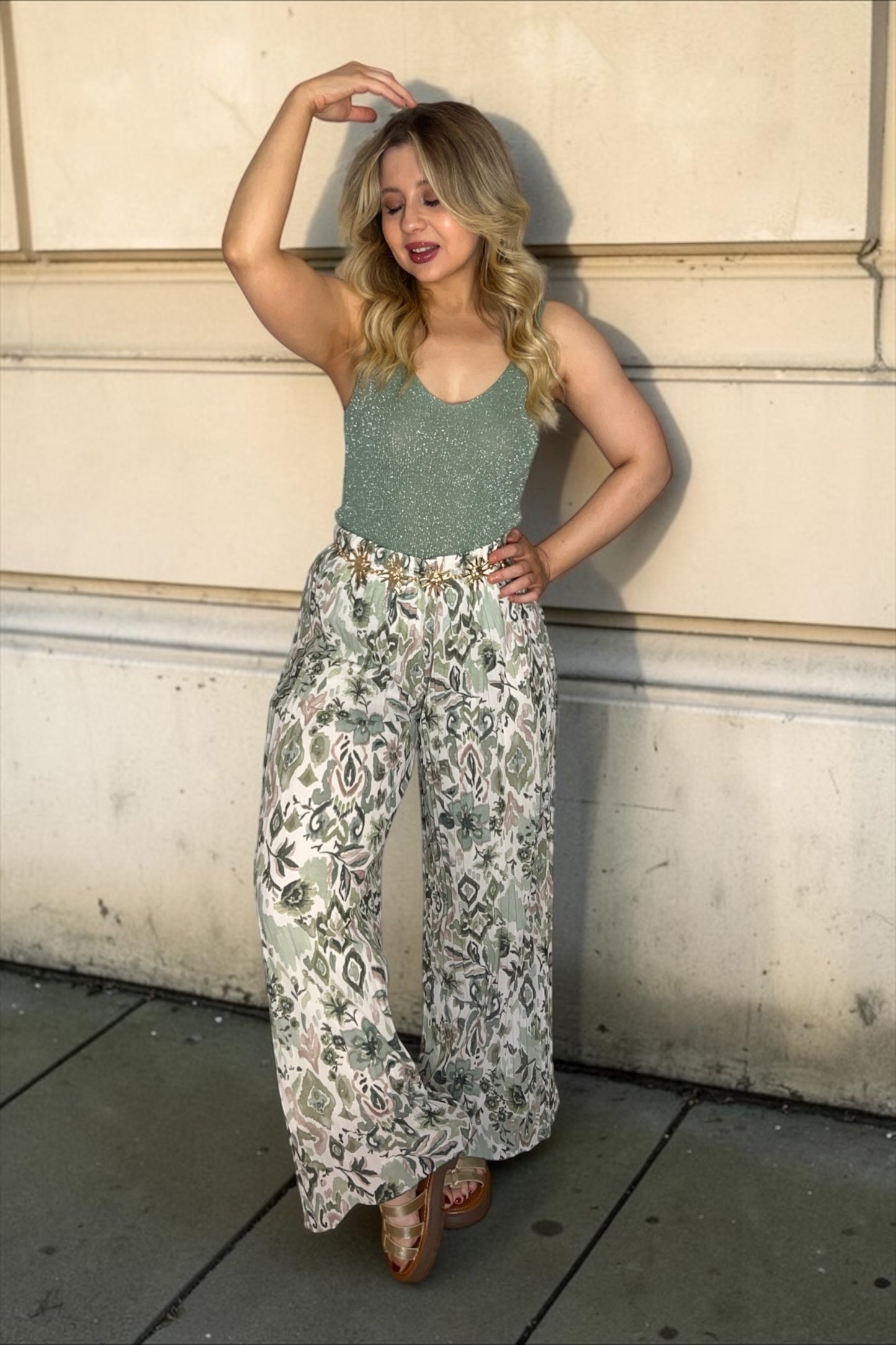 Pantalon Yumi Motifs Kaki