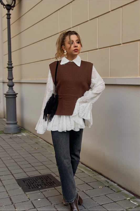 Pull sans manches Paul Chocolat