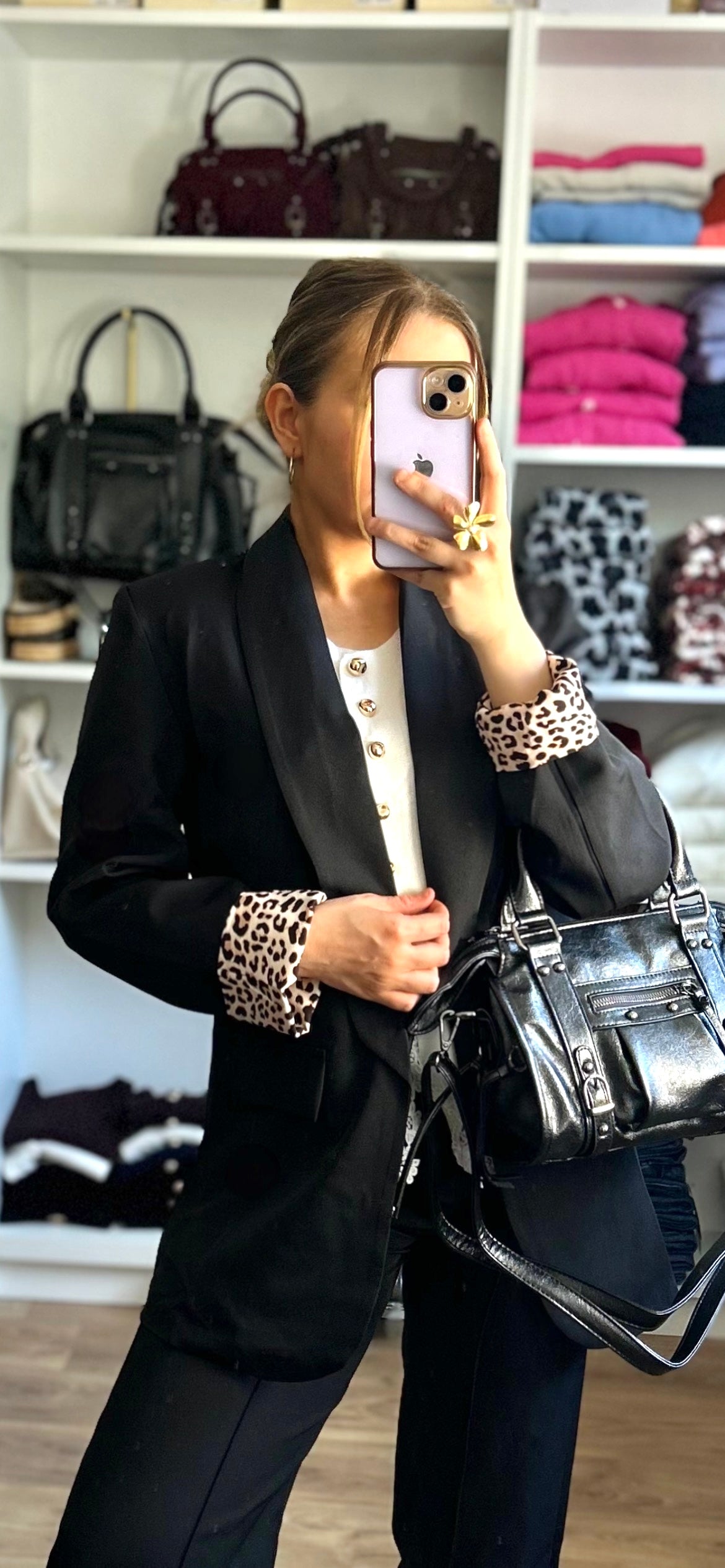 Blazer Mina Léopard Noir