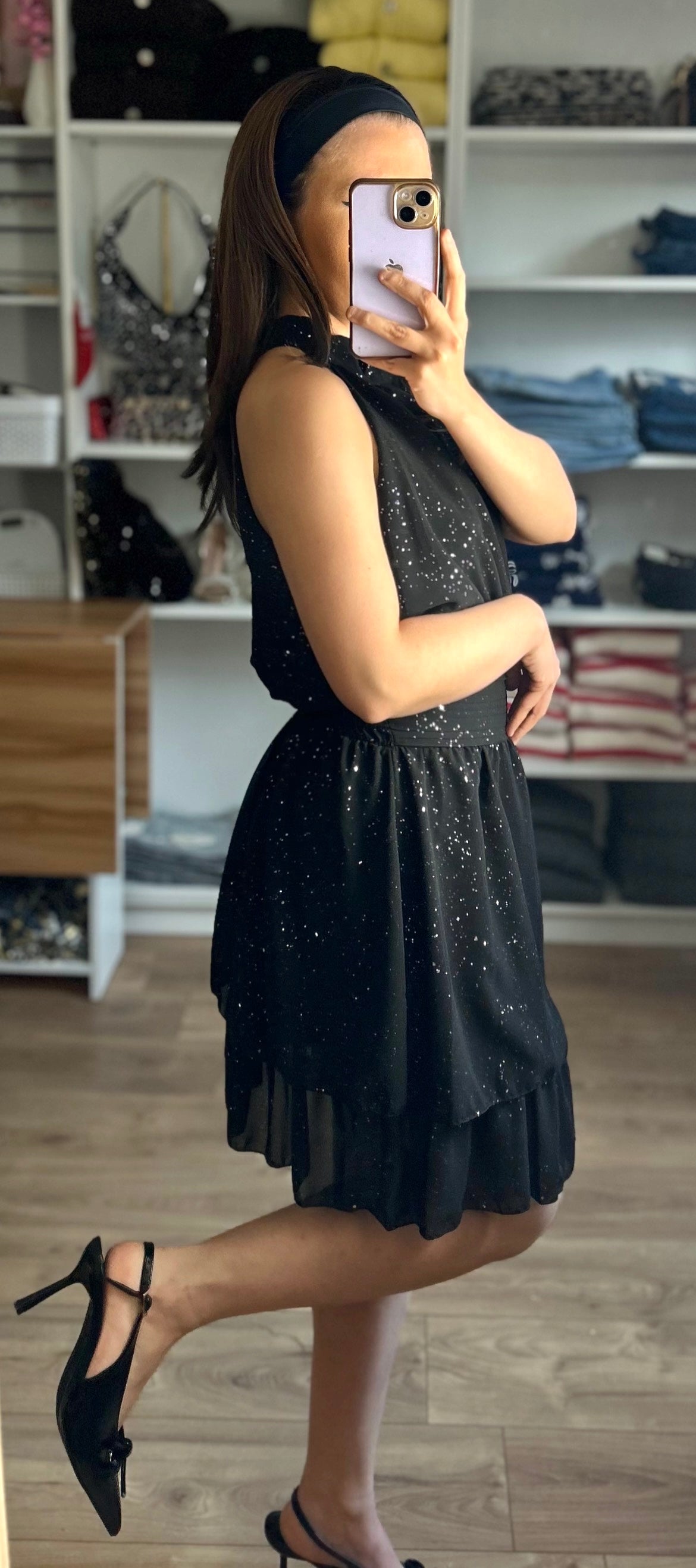 Robe Bloom Noire à Paillettes