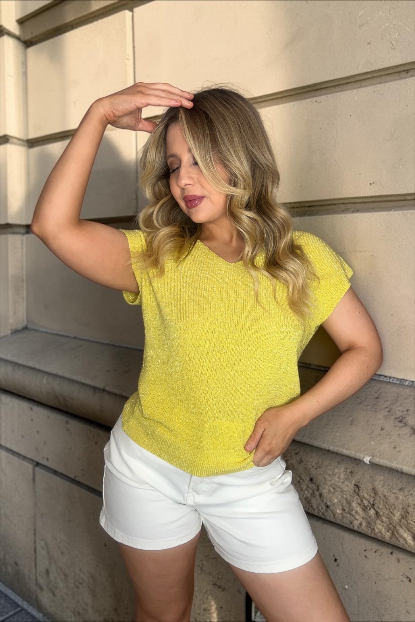 T-shirt Paillettes Astra Jaune