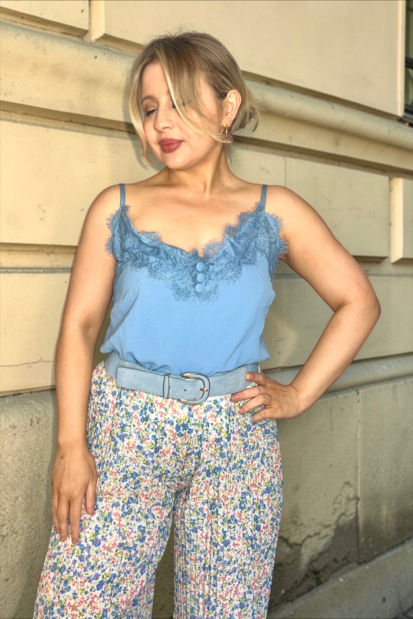 Débardeur Dentelle Mona Bleu Jean
