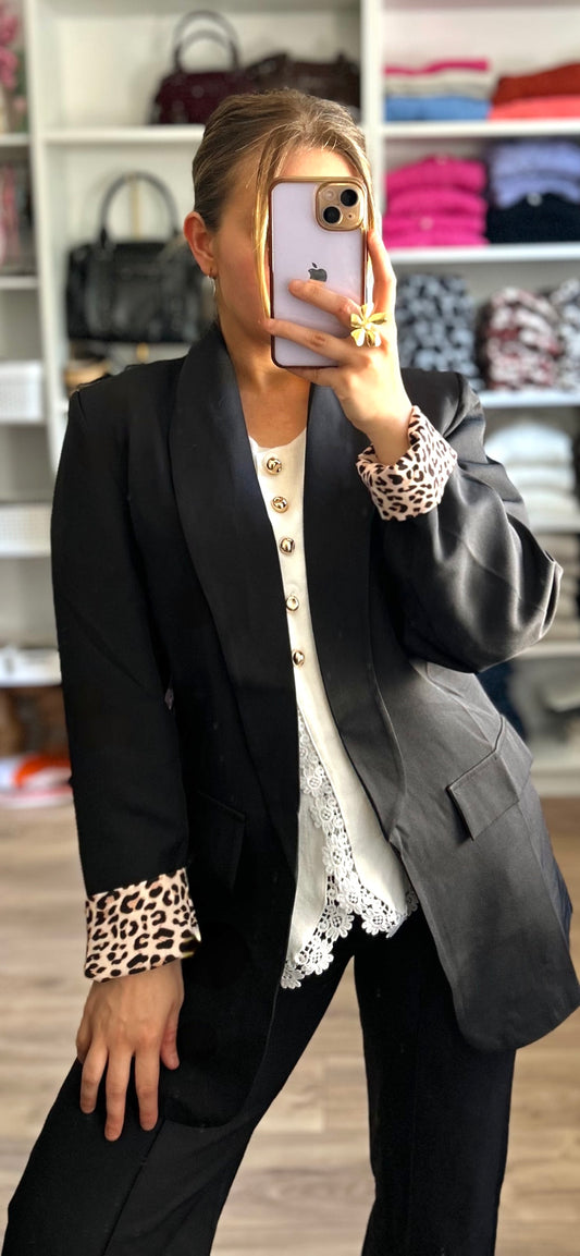 Blazer Mina Léopard Noir