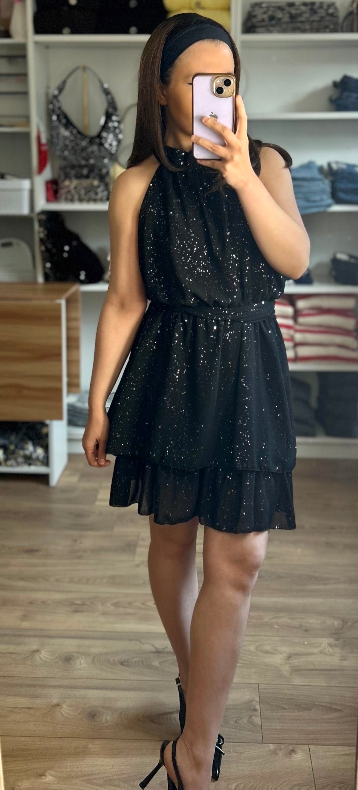 Robe Bloom Noire à Paillettes