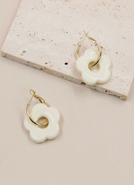 Boucles d’Oreilles Bloom Écru