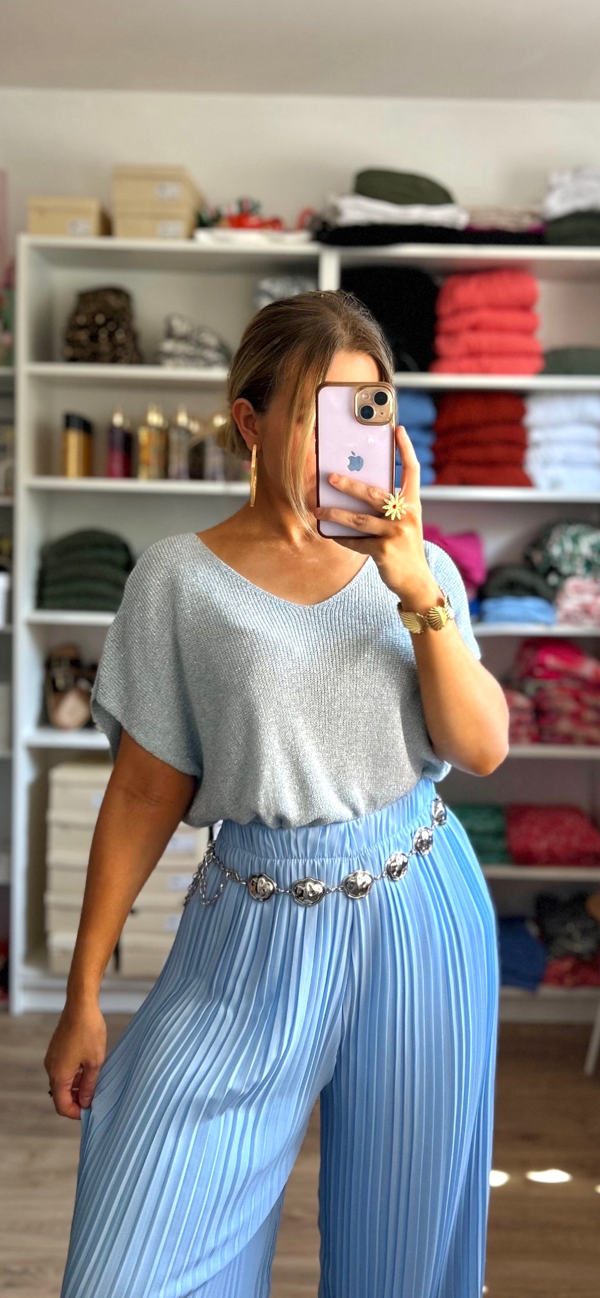 T-shirt Paillettes Astra Bleu Ciel