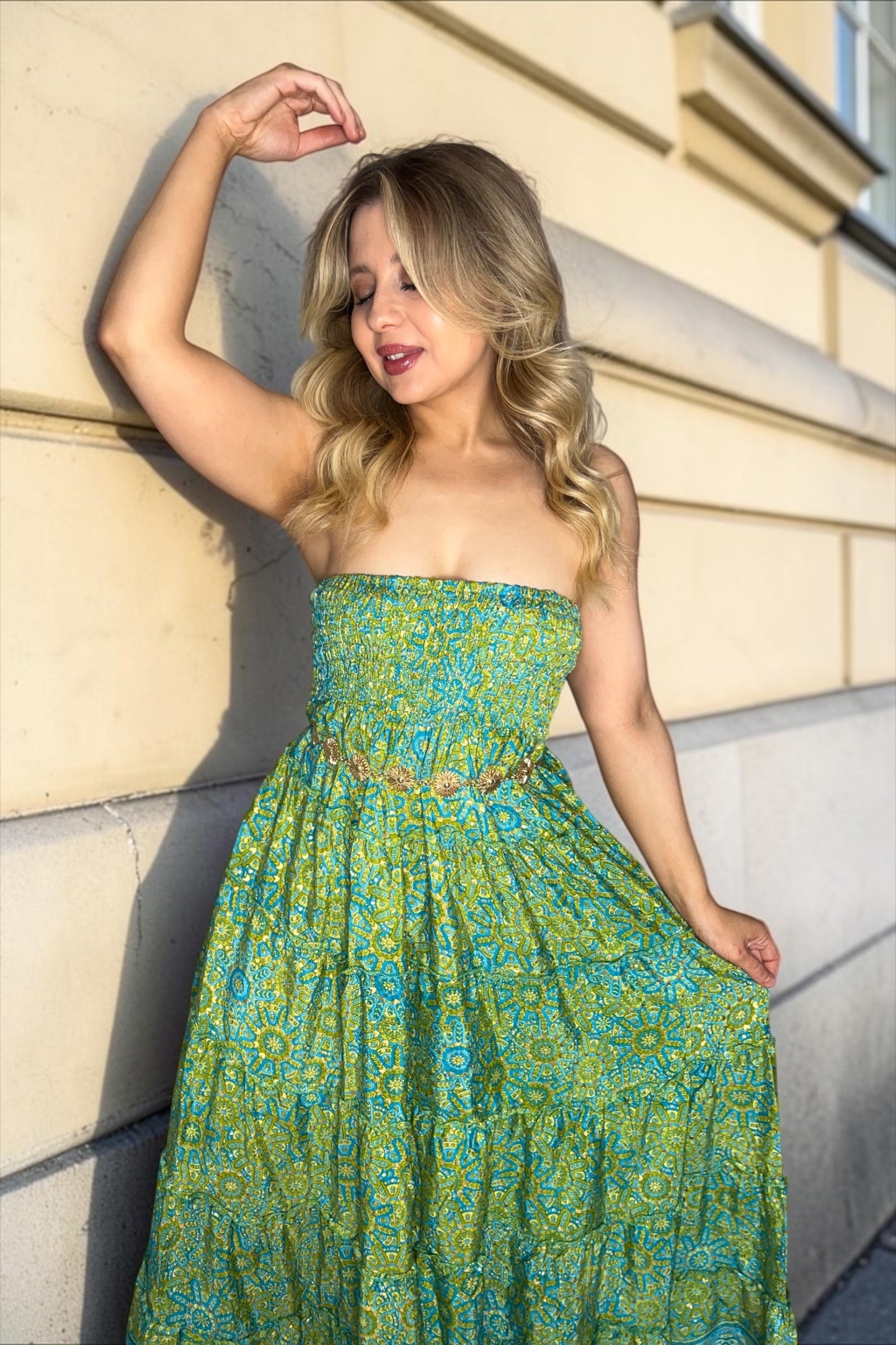 Robe/Jupe Longue Bohème Indie Vert d’Eau