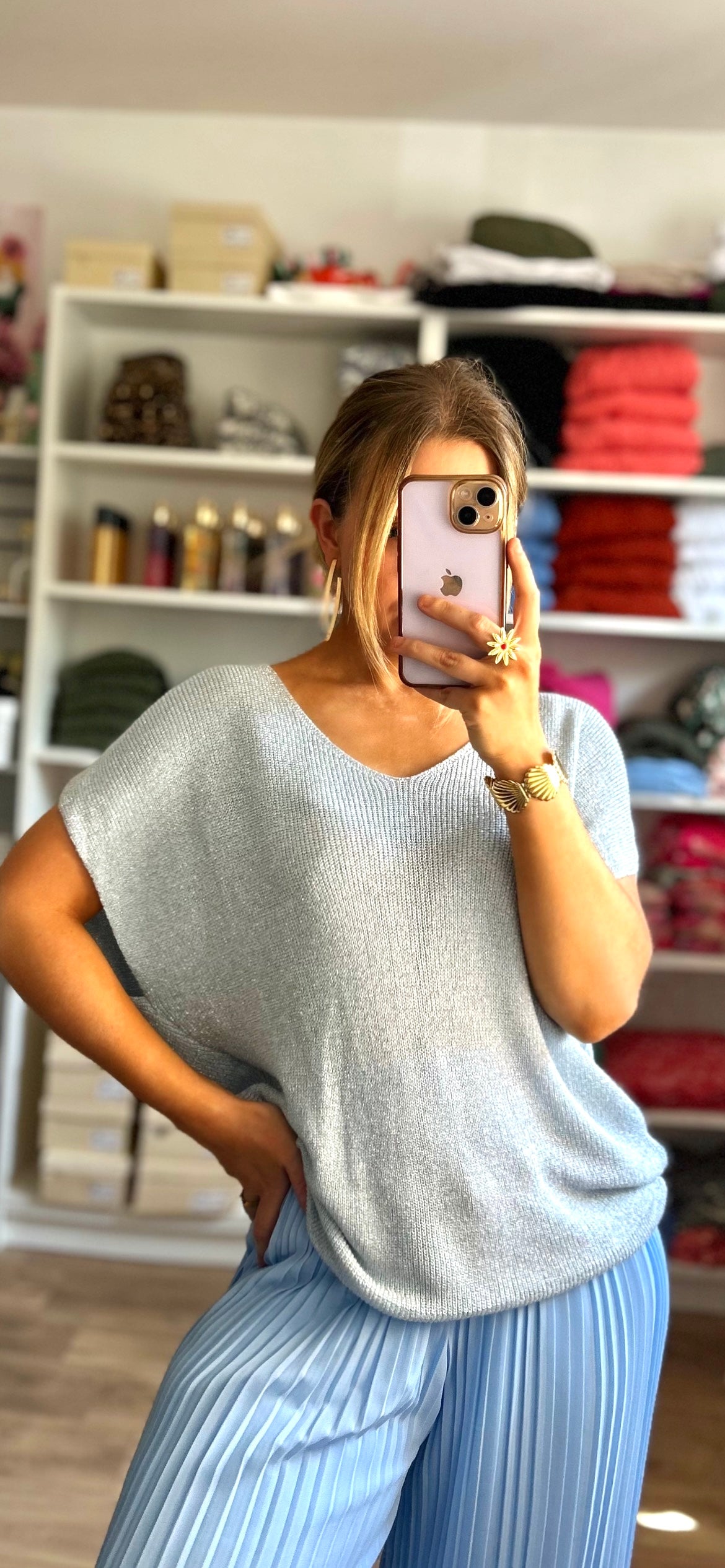 T-shirt Paillettes Astra Bleu Ciel