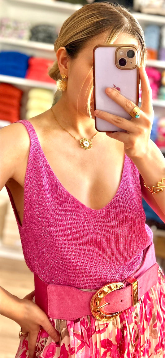 Top Paillettes Sienna Fuchsia