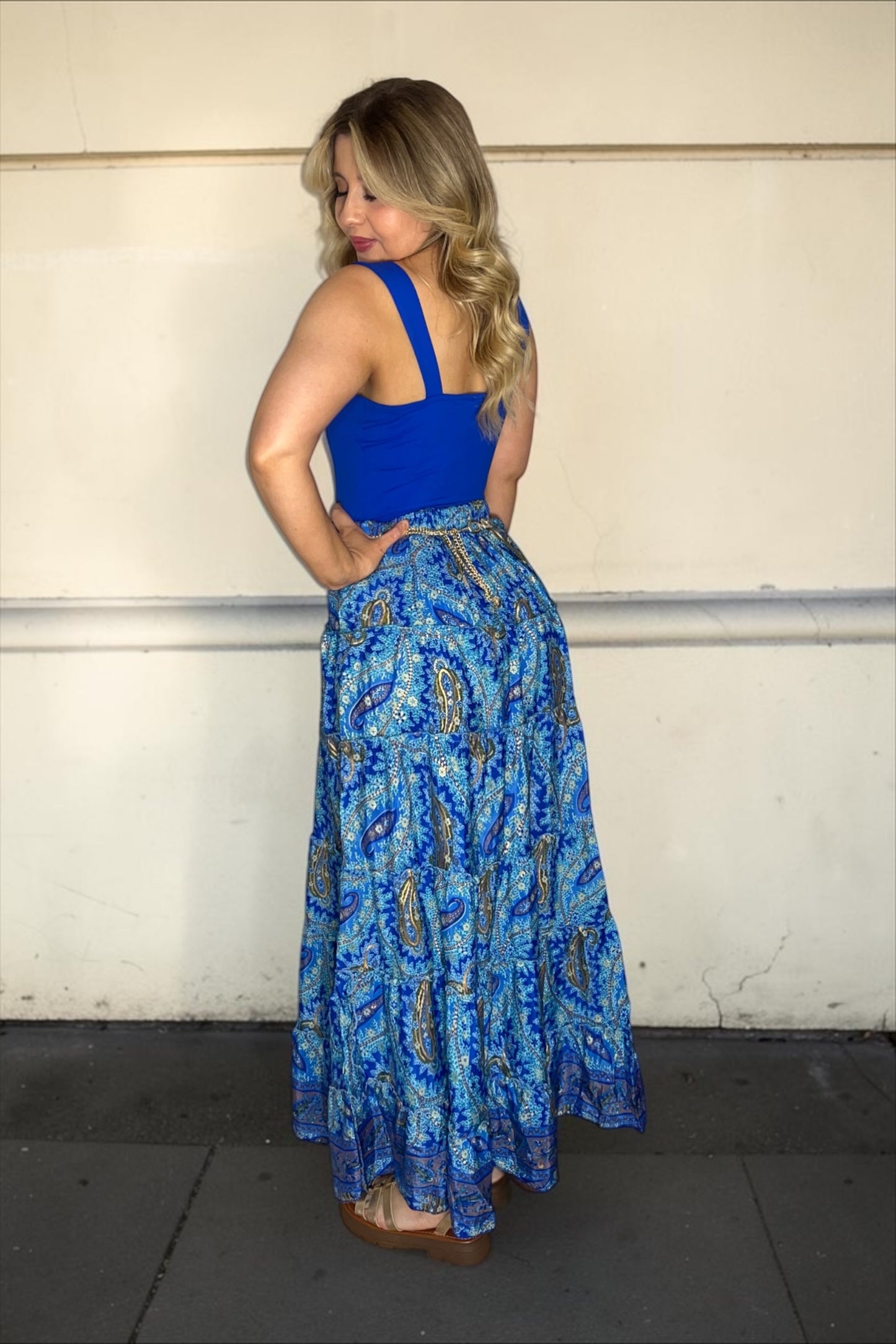 Robe/Jupe Longue Bohème Indie Bleu Roi