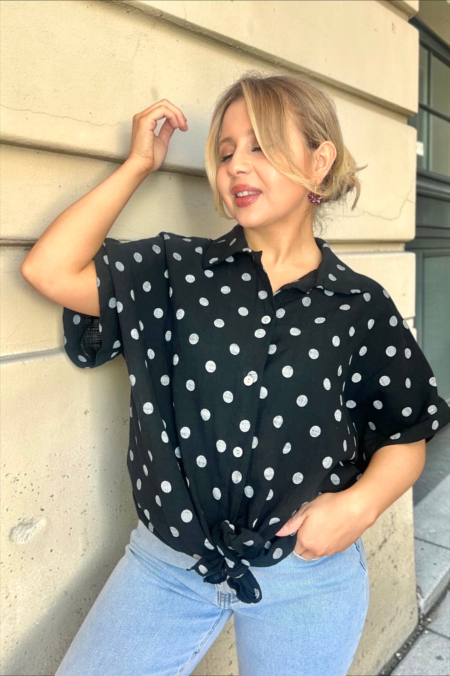 Chemise à Pois Suzon Noire