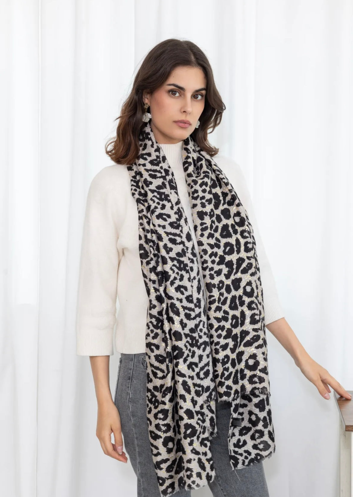 Foulard Léo Gris à paillettes