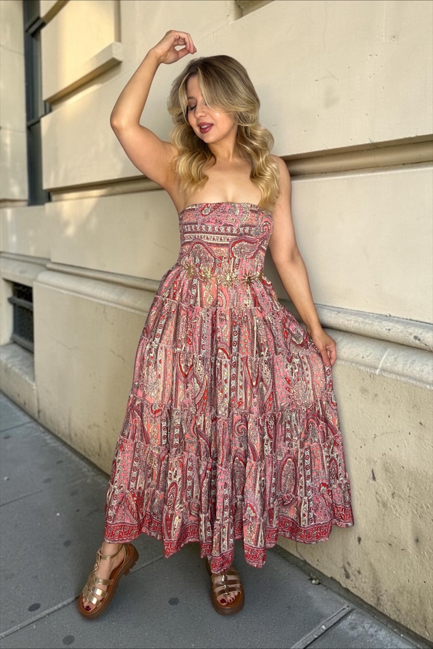 Robe/jupe Longue Bohème Indie Rose Clair
