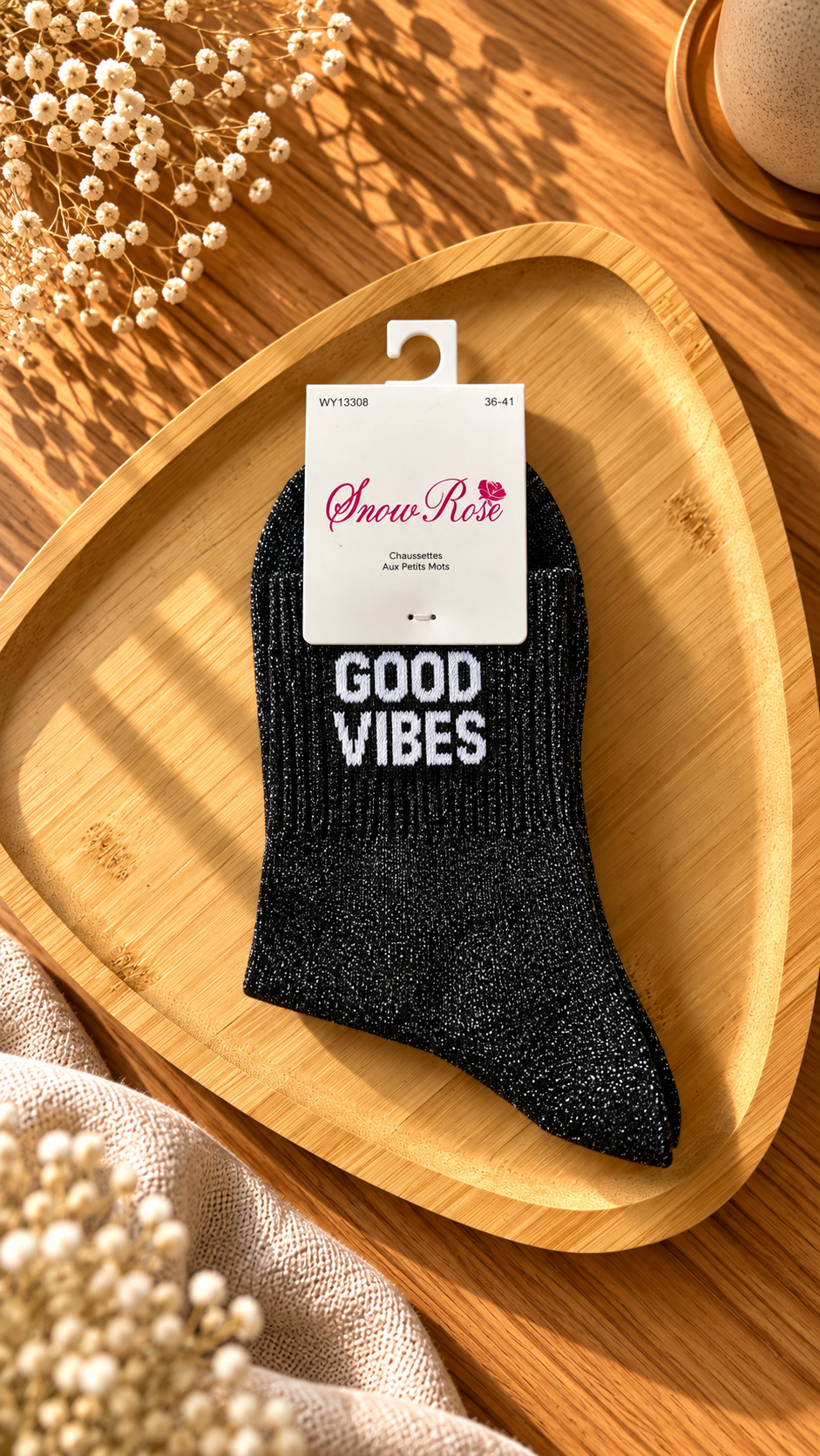 Chaussettes à Paillettes « GOOD VIBES »
