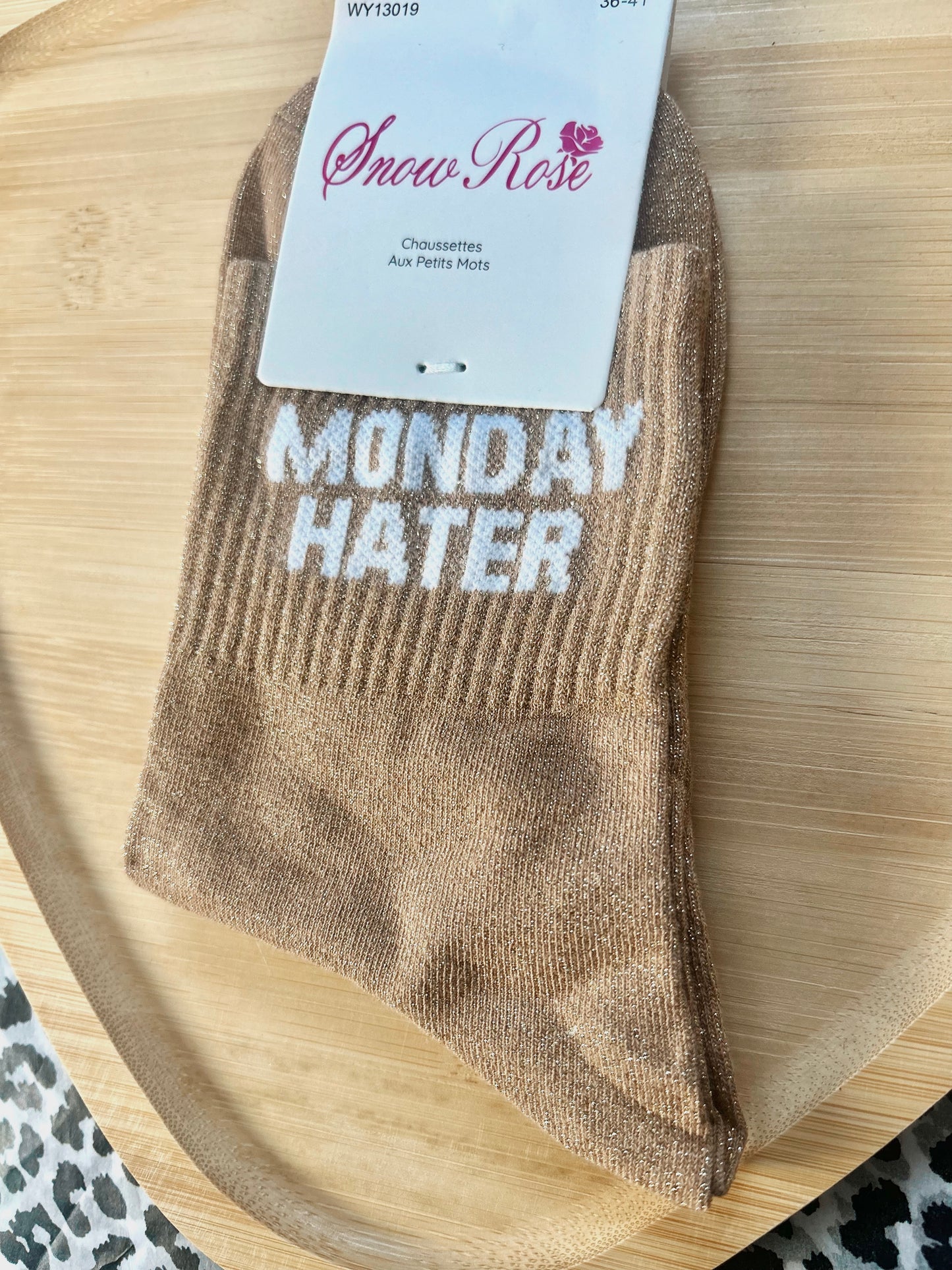 Chaussettes à paillettes « MONDAY HATER »