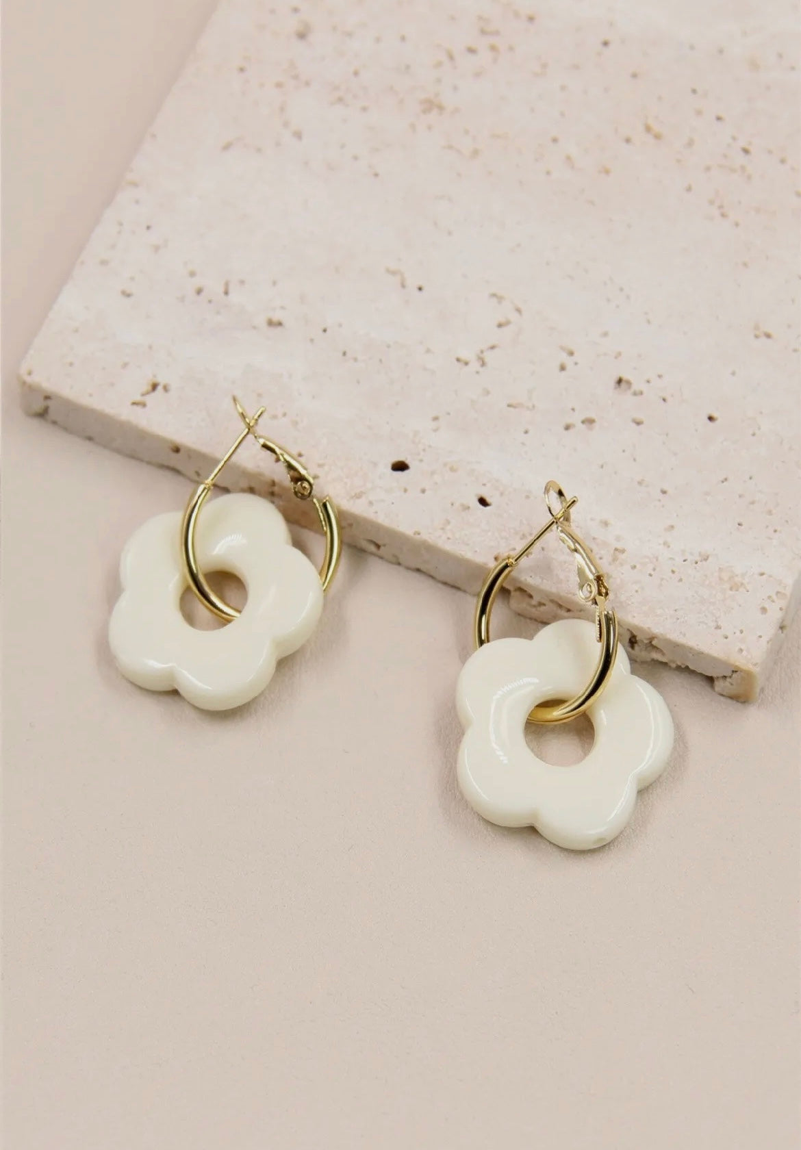 Boucles d’Oreilles Bloom Écru