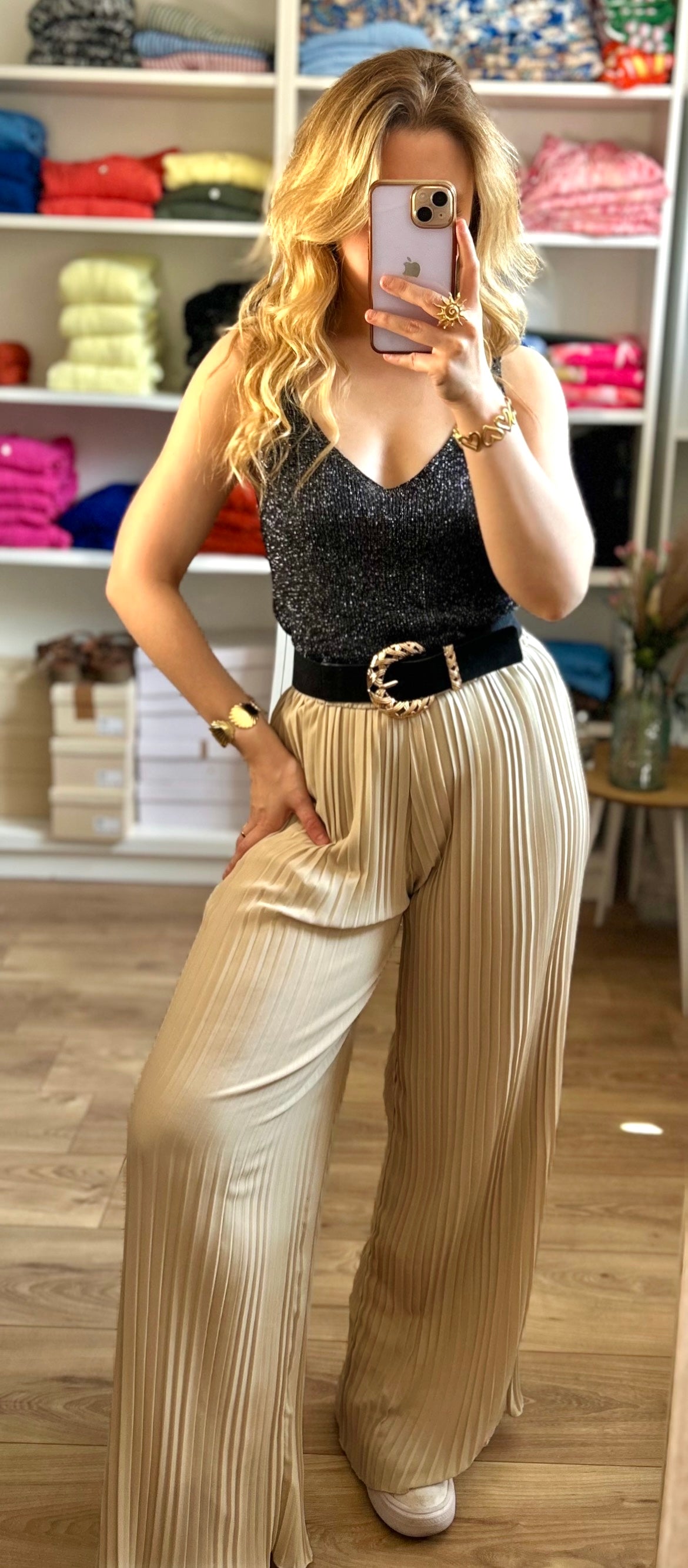 Top Paillettes Sienna Noir