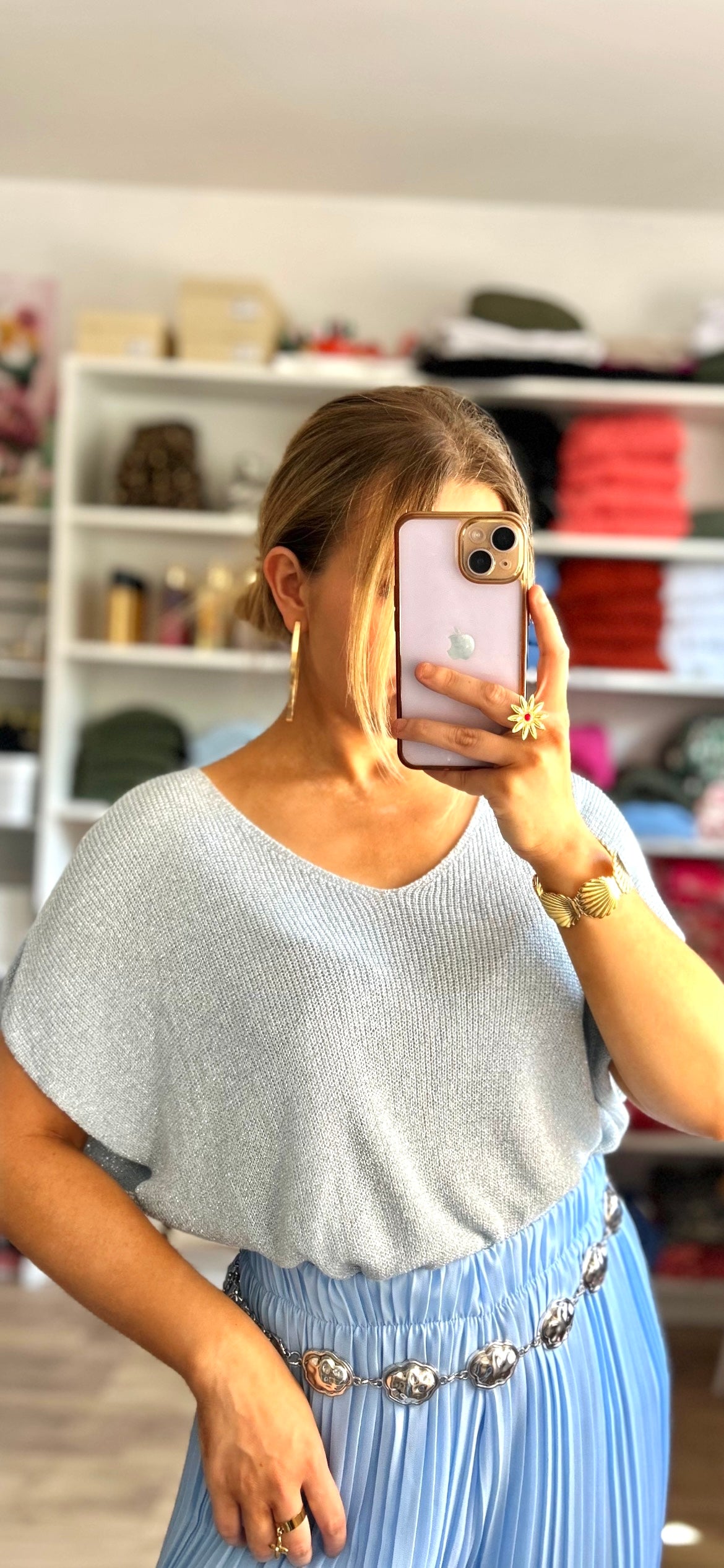 T-shirt Paillettes Astra Bleu Ciel