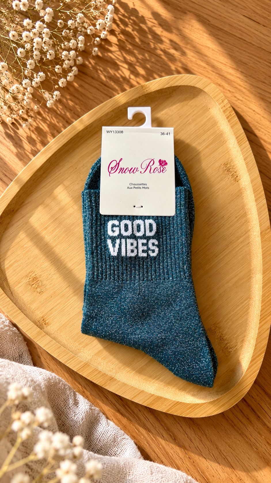 Chaussettes à Paillettes « GOOD VIBES »