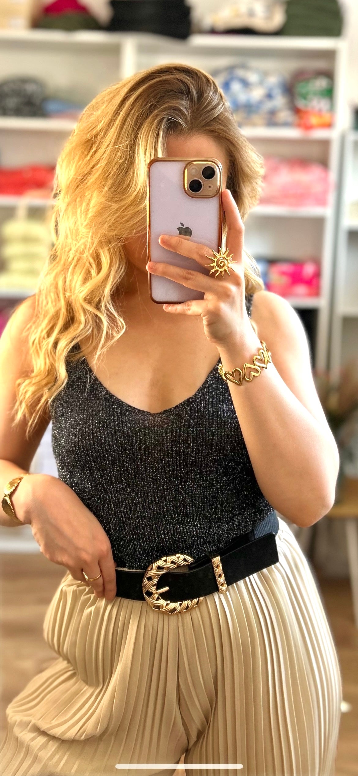Top Paillettes Sienna Noir
