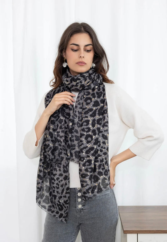 Foulard Léo Noir à Paillettes