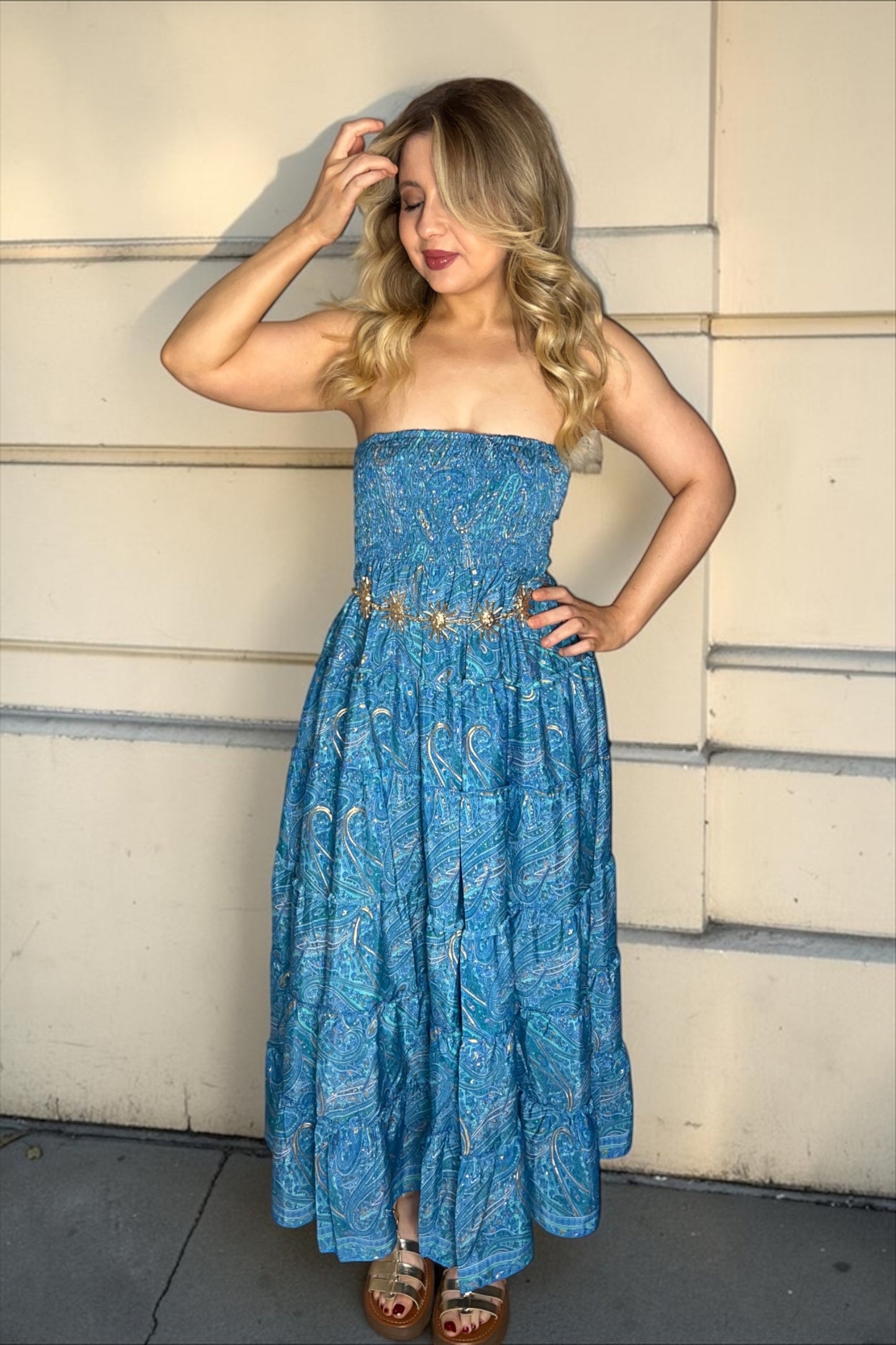 Robe/jupe Longue Bohème Indie Bleu Turquoise