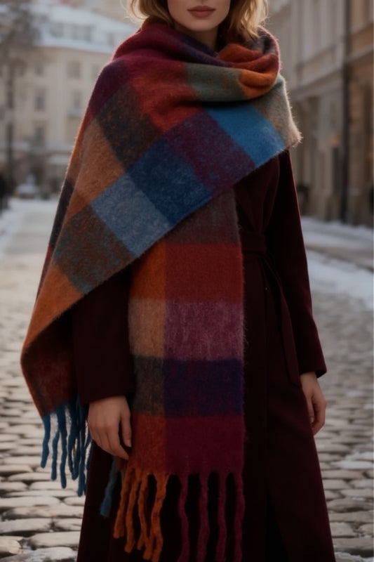 Écharpe Hermione Bleu/Orange/Fuchsia