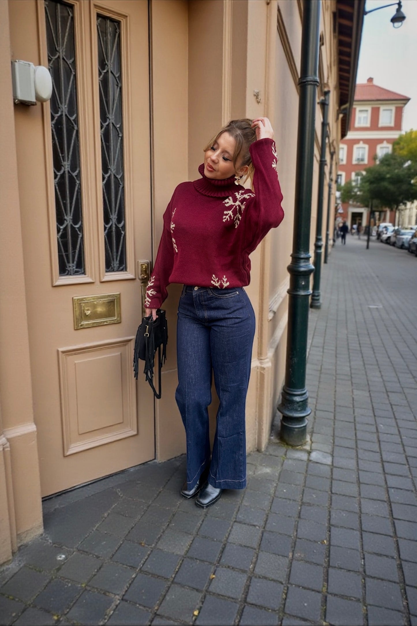 Pull Flocon Bordeaux