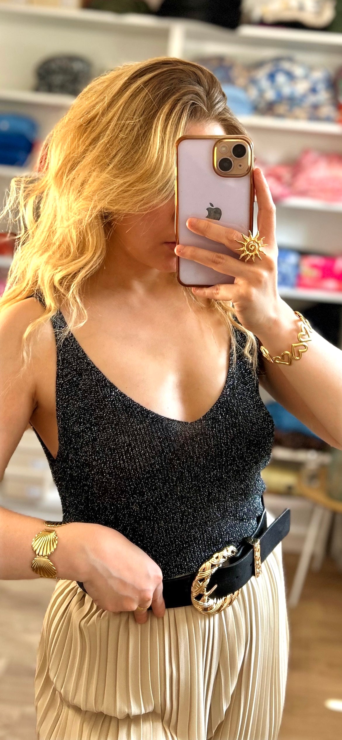 Top Paillettes Sienna Noir
