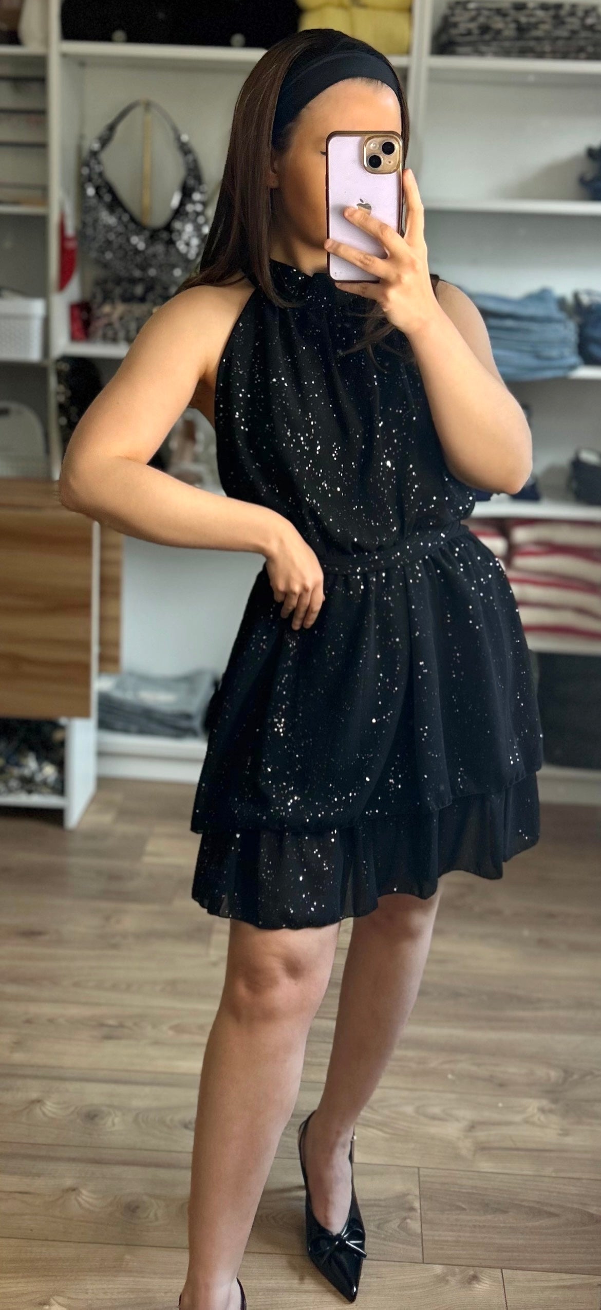 Robe Bloom Noire à Paillettes
