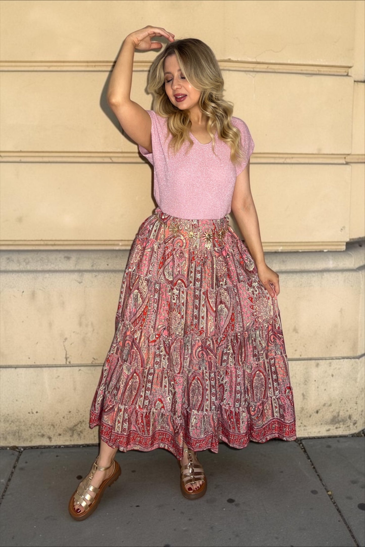 Robe/jupe Longue Bohème Indie Rose Clair