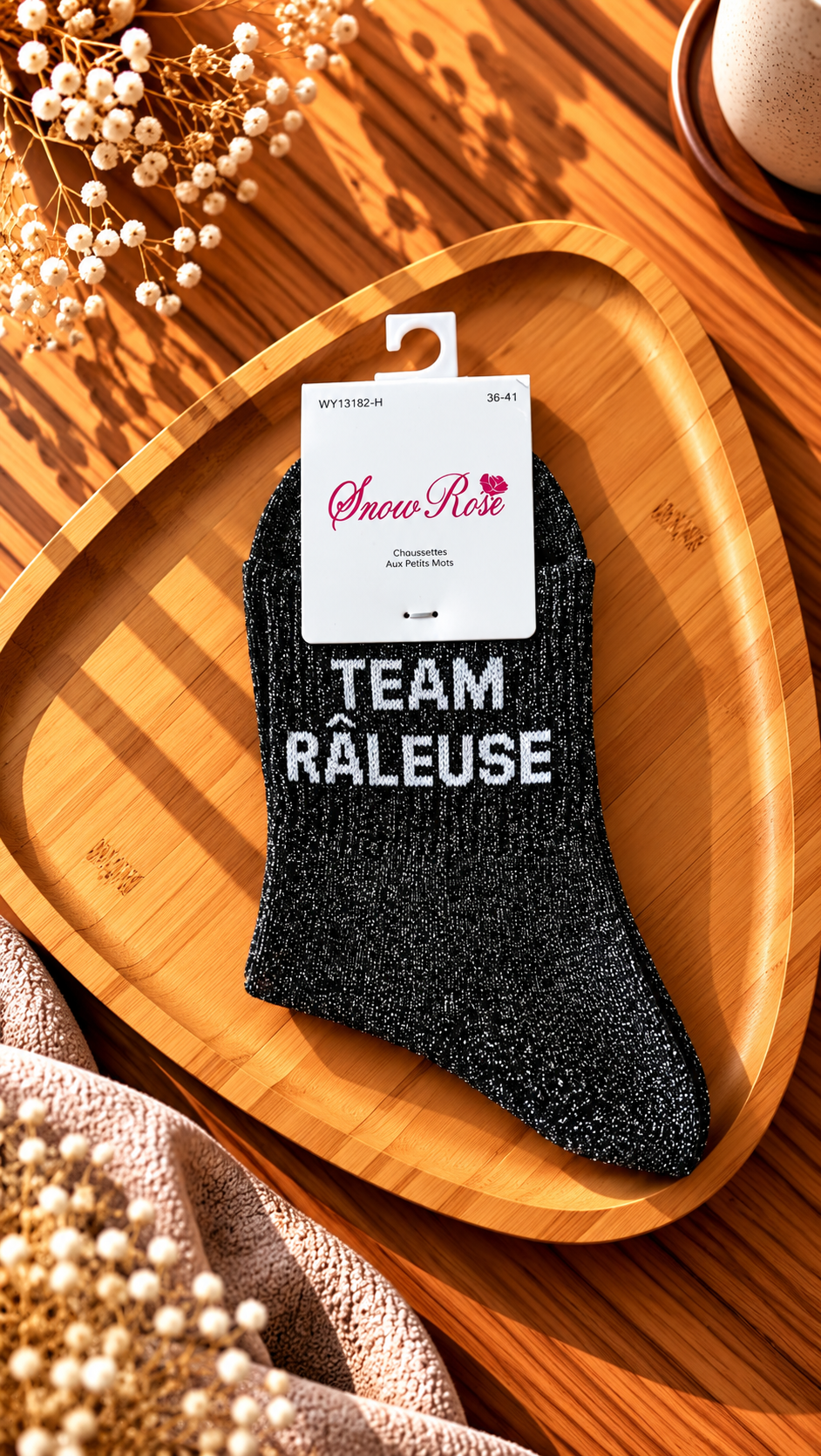 Chaussettes à paillettes «TEAM RÂLEUSE »