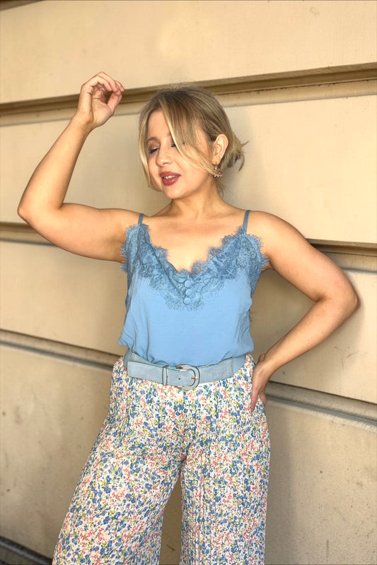 Débardeur Dentelle Mona Bleu Jean