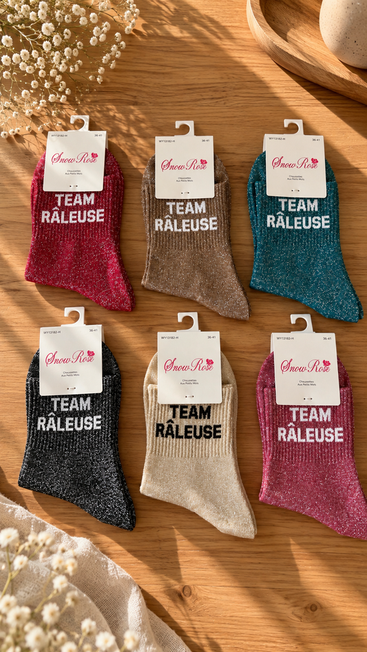 Chaussettes à paillettes «TEAM RÂLEUSE »