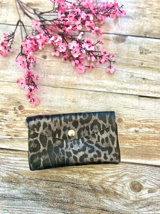 Porte-monnaie June Léopard gris (100% cuir)