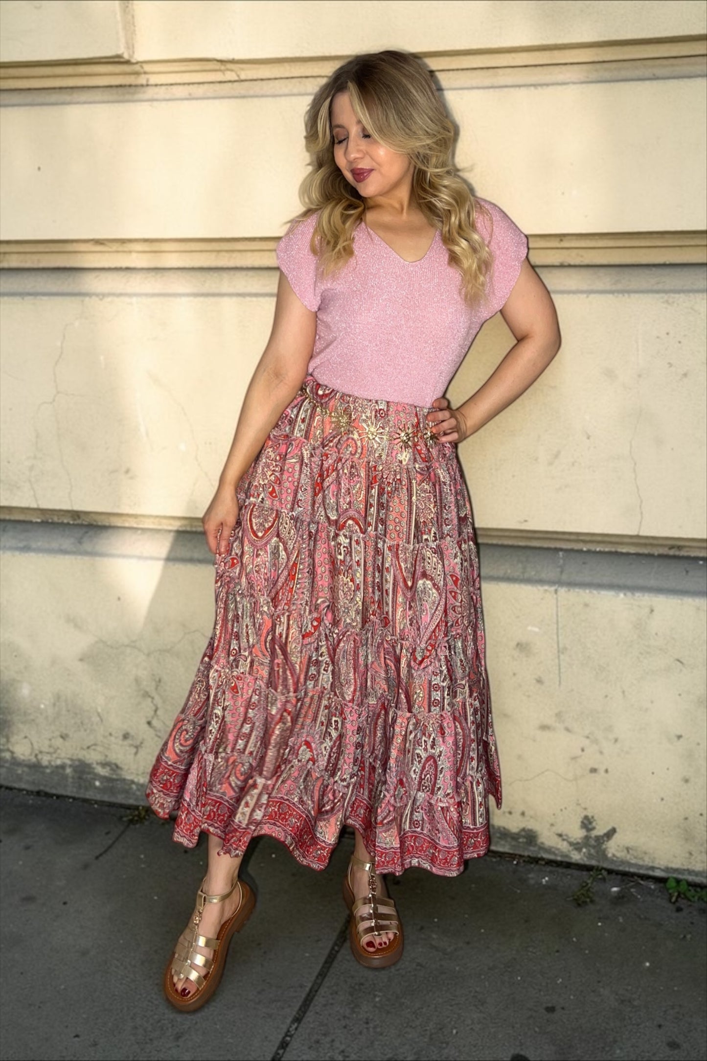 Robe/jupe Longue Bohème Indie Rose Clair