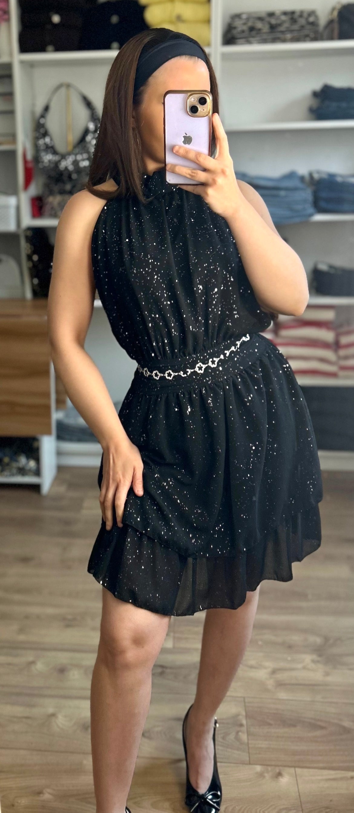 Robe Bloom Noire à Paillettes