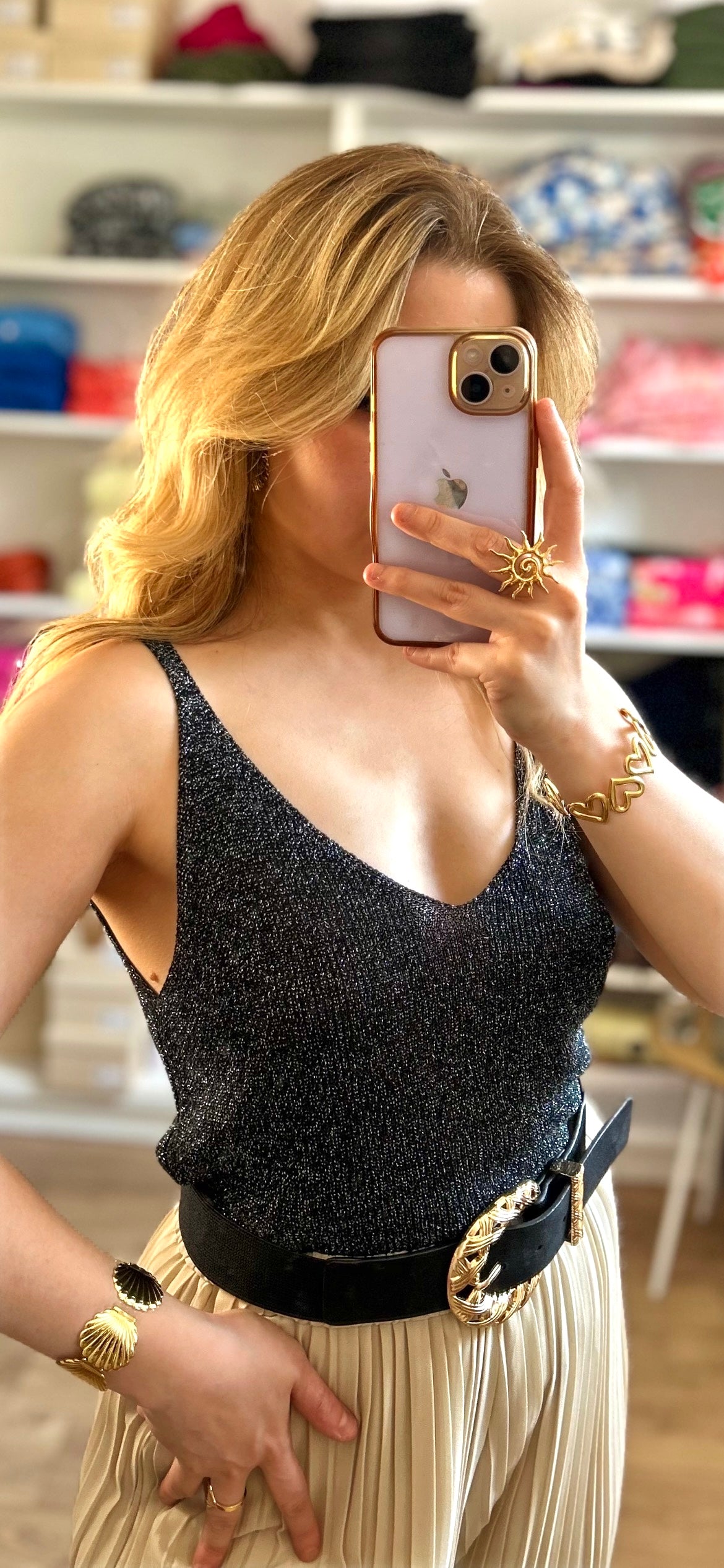 Top Paillettes Sienna Noir