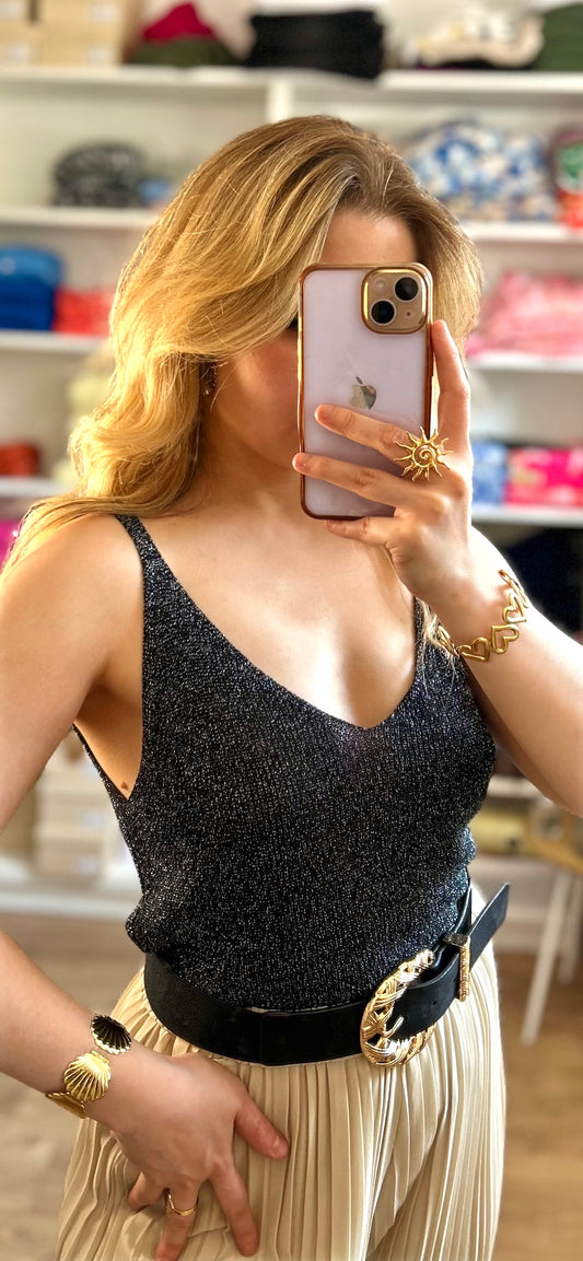 Top Paillettes Sienna Noir